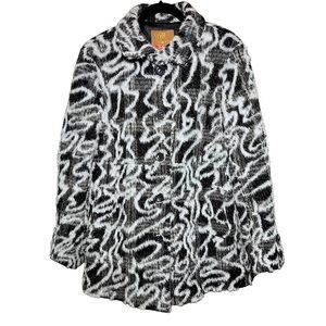 Chokolat Black & White Abstract Design Vintage Peacoat